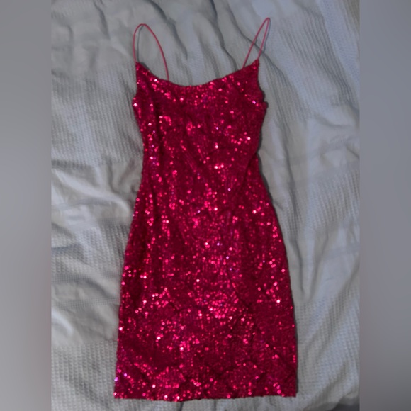 Sequin Mini Dress in Pink - Picture 1 of 2